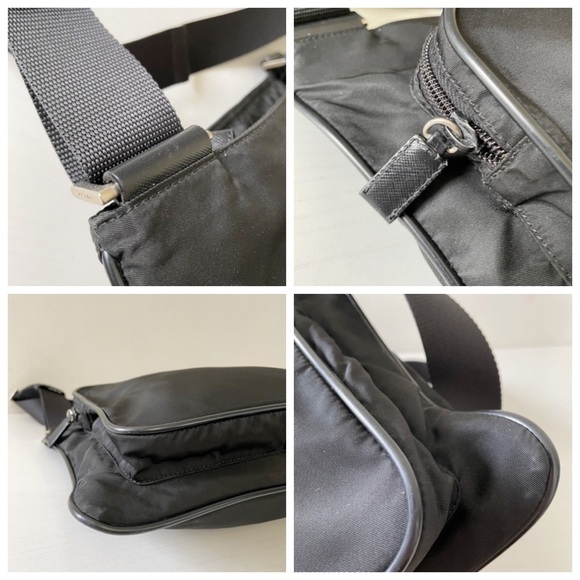 Prada black Tessuto nylon triangle logo front pocket crossbody shoulder bag - Picture 6 of 12